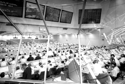 Countdown to launch of Apollo 11, Firing Room 1, Kennedy Space Flight Center, 16 July 1969