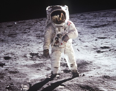 20 July 1969, Buzz Aldrin walking on the Moon