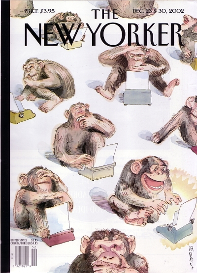 23 December 2002 New Yorker, the Fiction Issue, chimps on typewriters on the cover