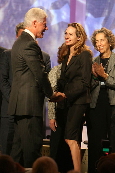 Bill Clinton and Angelina Jolie at the launch of the Clinton Global Initiative