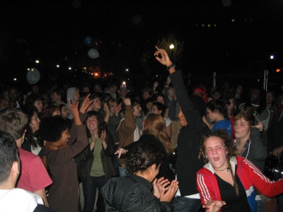 Celebrating the Obama victory, Pennsylvania Avenue in front of the White House, 3:35 AM, 5 November 2008