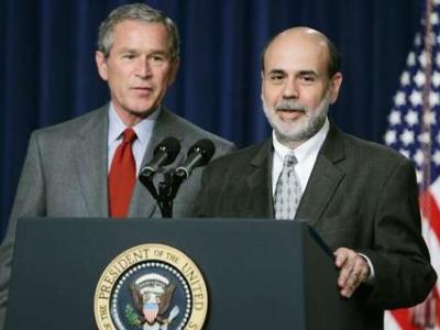 Federal Reserve Chairman Ben Bernanke and President George W. Bush