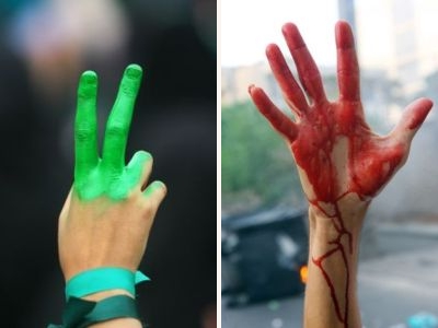 The green hand of peace or the red hand of war? Iran, June 2009